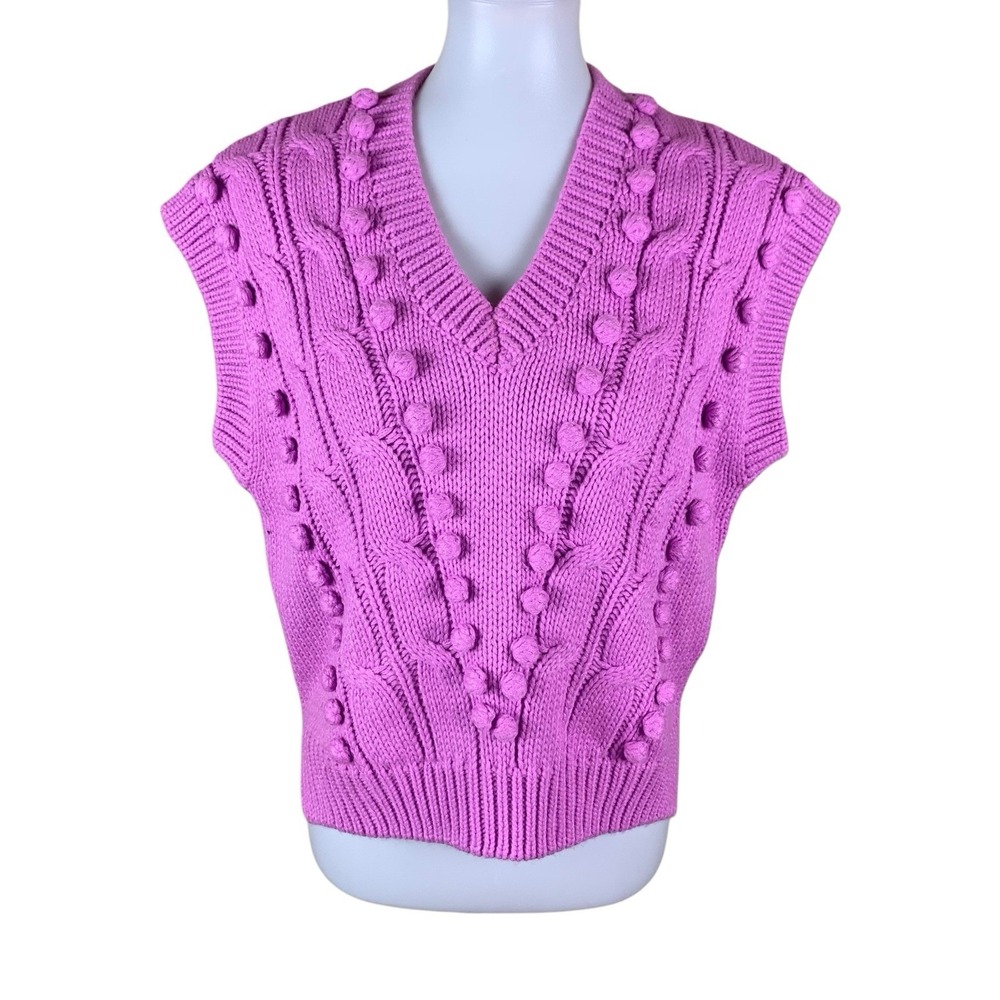 English‎ Factory Pink Cable Knit Sweater Vest Chunky Preppy Women M